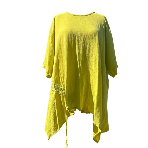 Oh My Gauze Oversized Tunic Top Wms Sz 2/XL Mustard Unique‎ Design Comfy Casual - Picture 1 of 8